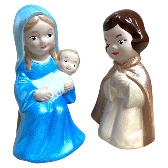 Handmade Ceramic Nativity Set 6pc Hand Painted Figures Vintage Christmas Decor - Picture 8 of 9